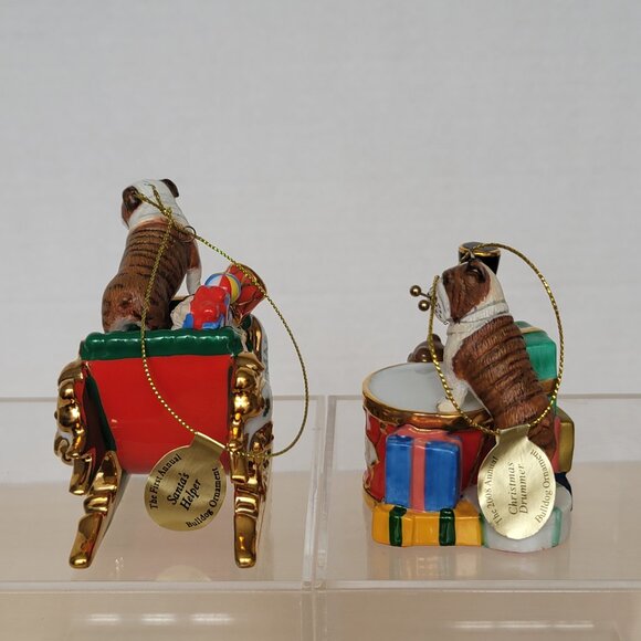 The Danbury Mint 2006 and 2008  English Bulldog Annual Christmas Ornaments Set 2 - Picture 5 of 16